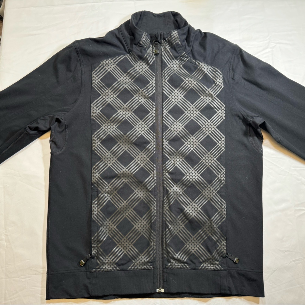 Black and Gray Plaid Zip-Up Jacket